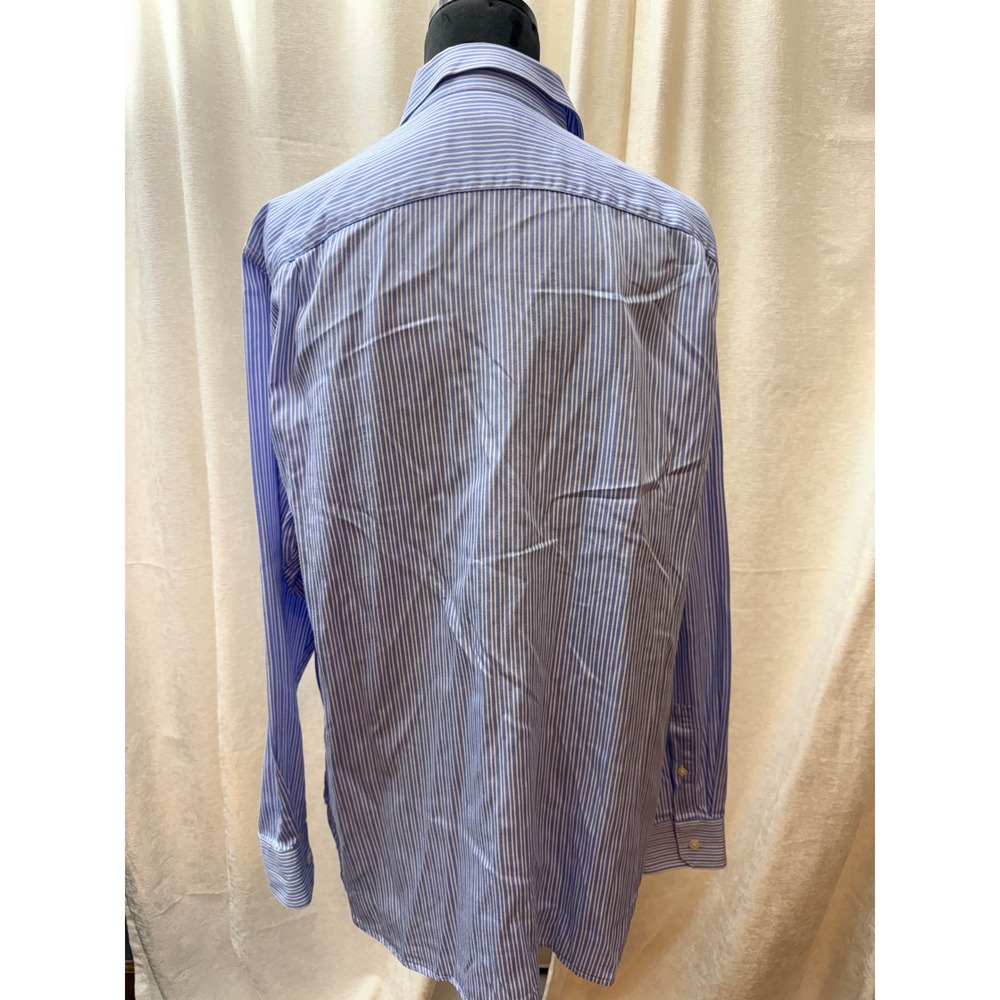 Michael Kors Shirt Womens L Blue Cotton Striped Button Down Classic Preppy Chic - Picture 3 of 10